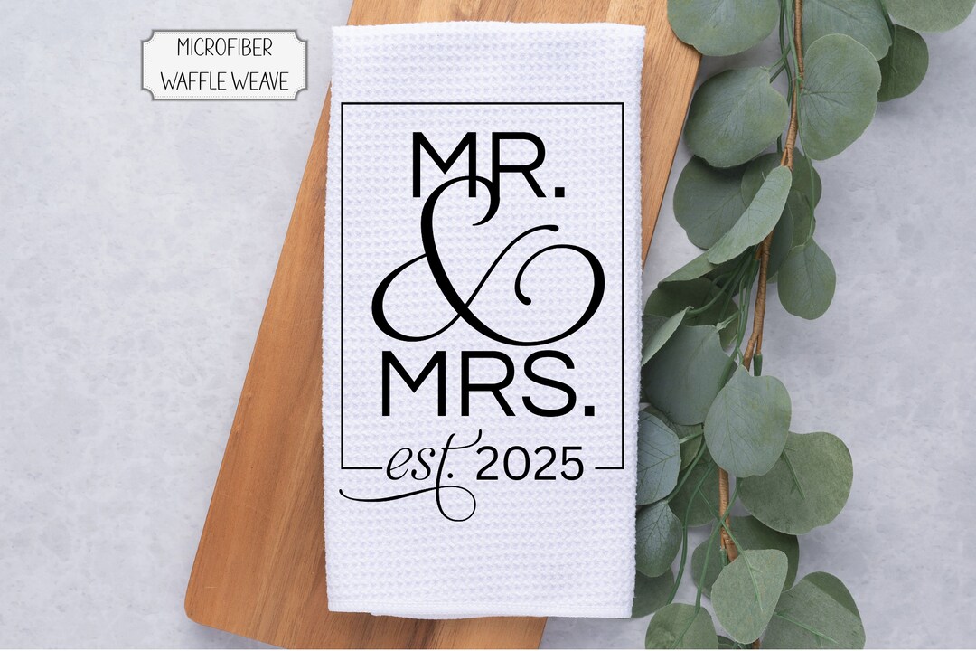 "The Best Is Yet To Come" Couple Kitchen Towels - Set Of 2, 16x24 Inch Waffle Weave, Engagement Or Wedding Gift